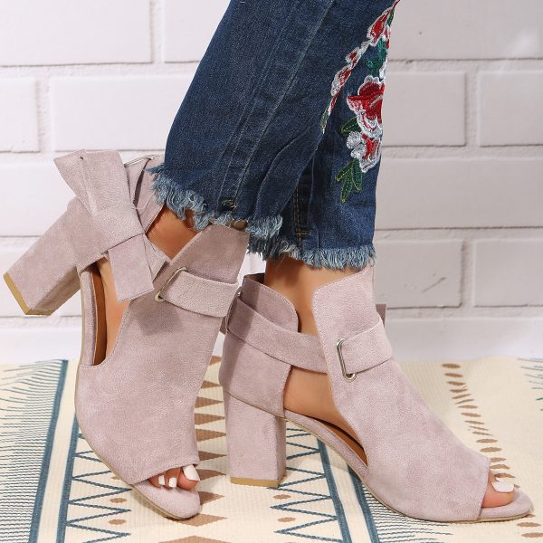 Foreign Trade Amazon Buckle Bow Chunky Heel High Heel Sandals - Image 8