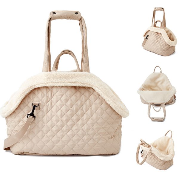 Autumn And Winter Rhombus Korean Style Quilted Pet Portable Single-shoulder Bag Cat Teddy Travel Portable Pet Bag - Image 9