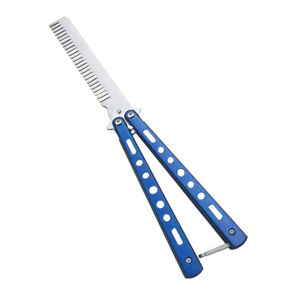 Outdoor Foldable Comb Stainless Steel Practice Training Butterfly Knife Comb Beard Moustache Brushe Salon Hairdressing Hair Styling Tool - Image 7