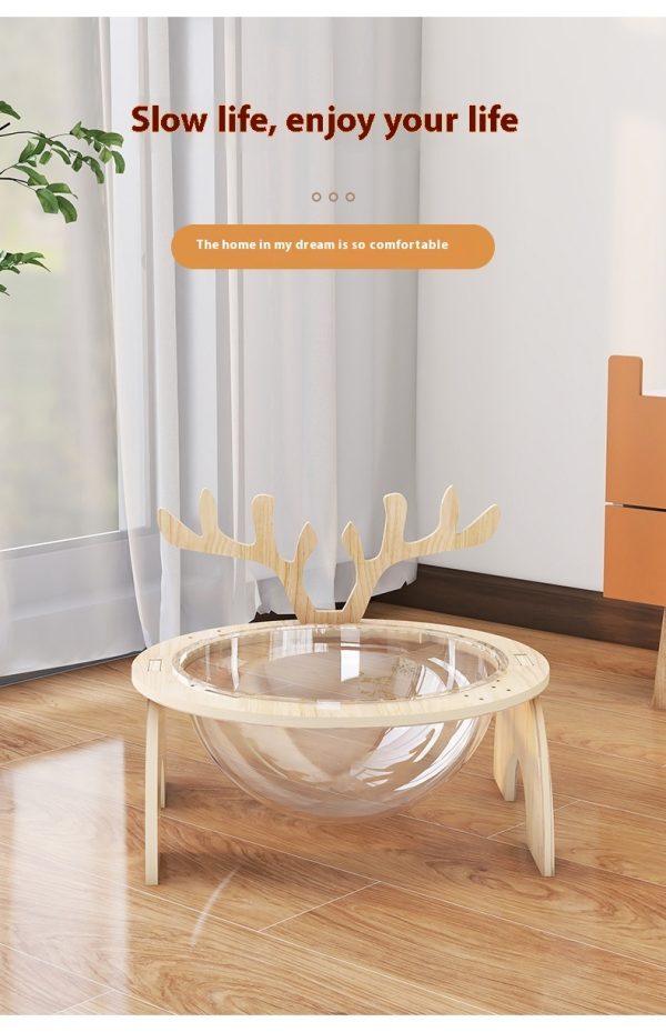 Antlers Cat Nest Four Seasons Universal Pet Supplies Chamfer Space Capsule Solid Wood Cat Bed - Image 9