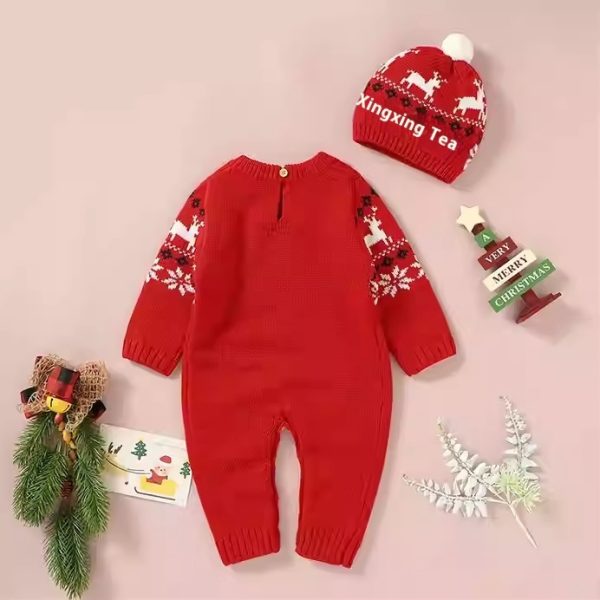 Baby Knitted Jumpsuit Spring And Autumn Elk Cute New Year Romper - Image 5