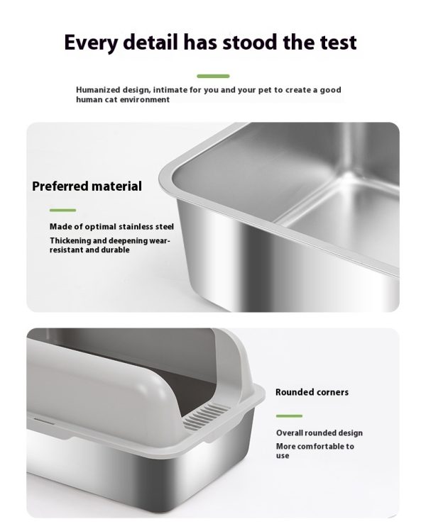 Alloy Litter Box Easy To Clean Widen And Thicken Leak-proof Sand Large Space Semi-closed Cat Toilet - Image 9