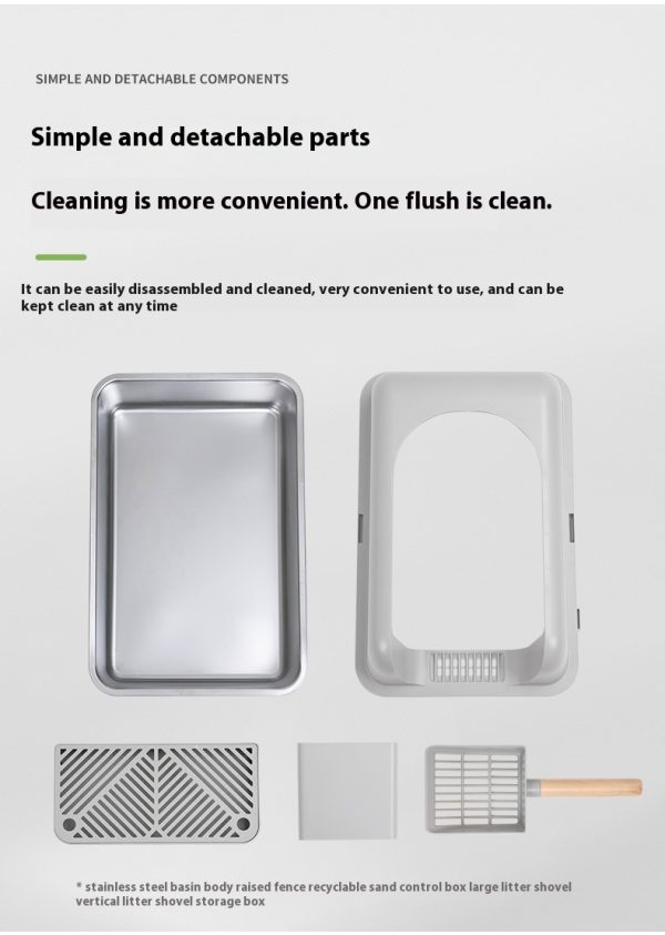 Alloy Litter Box Easy To Clean Widen And Thicken Leak-proof Sand Large Space Semi-closed Cat Toilet - Image 6
