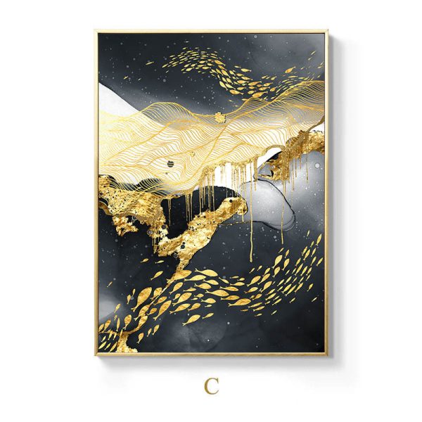 Golden Black And White Wall Art Posters And - Image 2