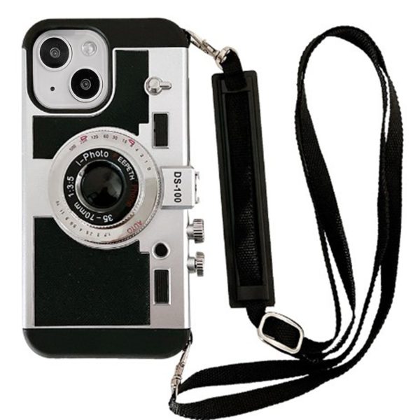 Vintage Camera Phone Case Protective Retro Camera Phone Case with Detachable Rope for IPhone 14