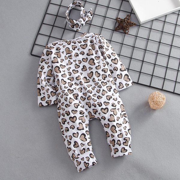 Baby Kids' Rompers Leopard Print Trendy Long Sleeve Rompers - Image 2