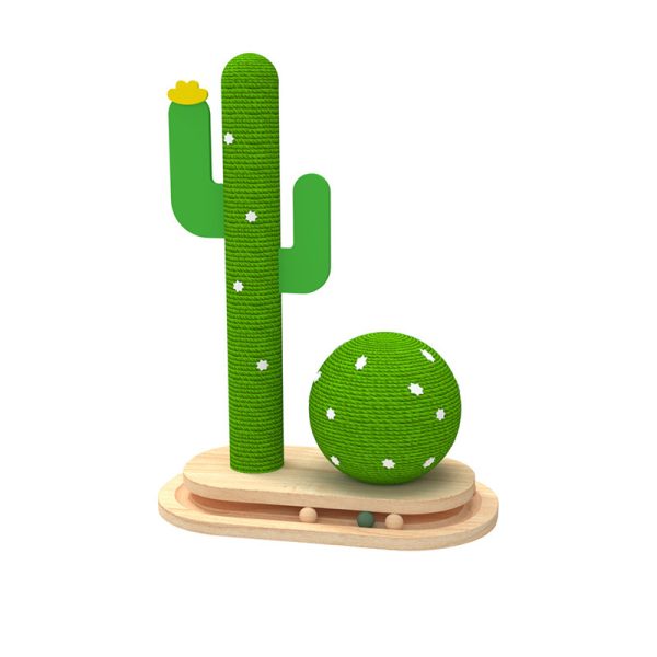 Cactus Cat Toy Wheel Grab Pillar Solid Wood - Image 7