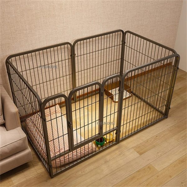 Modern Simple Wrought Iron Pet Fence Dog Cage Small And Medium Size Dog Teddy Corgi Isolation Door Indoor Guardrail Fence Kennel - Image 9