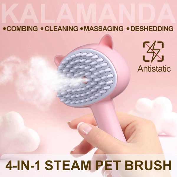 Cat Steam Brush 4 In 1 Steamy Cat Brush With Handle Rubber Pet Misting Brush With Release Button Dog Comb With Cleanser For Indoor Kittens Small Animals - Image 10