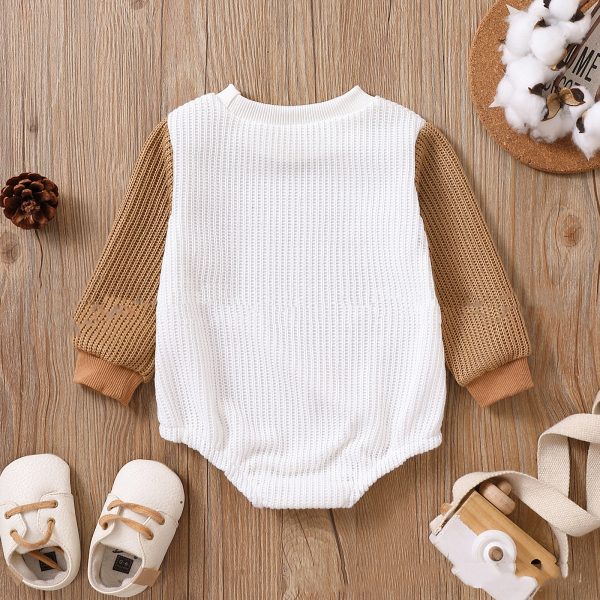 Infant Neutral Men's And Women's Green Brown Color Matching Sweater - Image 3