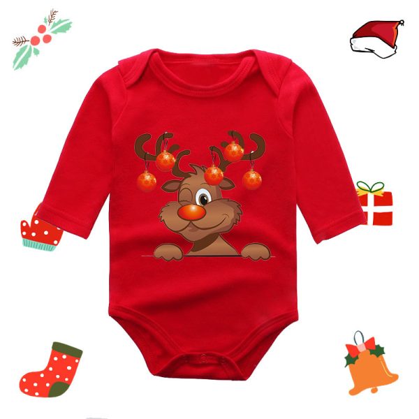 Long Sleeve Red Elk Baby Newborn Jumpsuit - Image 7