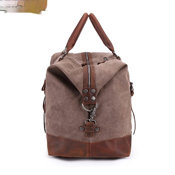 Canvas Traveling Crazy Horse Leather Casual Travel Messenger Shoulder Bag Large Capacity - Image 3