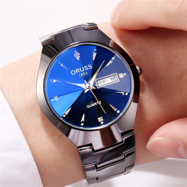 Tungsten Steel Color Waterproof Fashion Student Couple Calendar Quartz Watch - Image 8