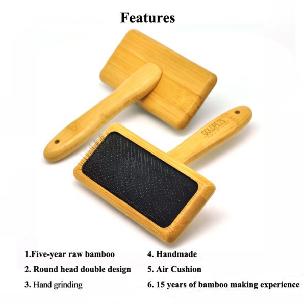 Goldpets Bamboo And Wood Air Cushion Needle Comb Long Hair Cat And Dog Open Knot Wooden Needle Comb Pet Beauty Slicker Brush - Image 3