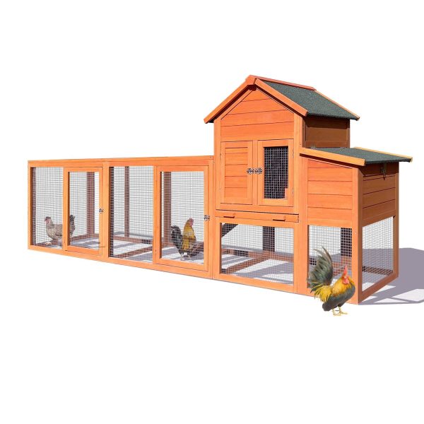 Wooden Chicken Coop Outdoor Hen House With Nest Box Wire Fence Poultry Cage - Image 10