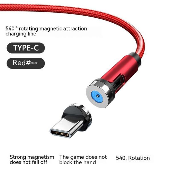 Twitch 540 Degree Rotating Single Needle Magnetic Data Cable One For Three Android Type-C Charging Cable Three In One - Image 6