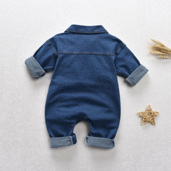 Children's Personalized Patch Pocket Denim One-piece - Image 3