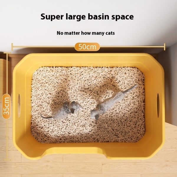 Oversized Splash-proof Cat Litter Box Oversized Open Semi-closed Cat Toilet - Image 3