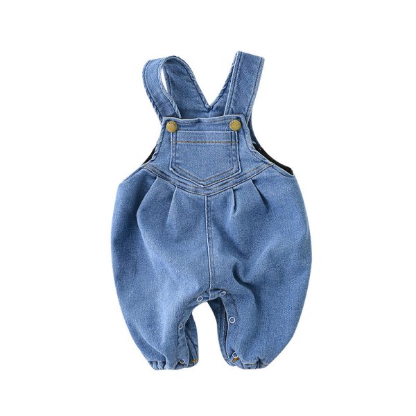 Men's And Women's Baby Soft Stretch And Velvet Thick Denim Overalls - Image 4