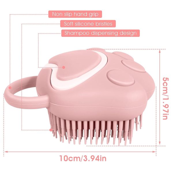 Soft Silicone Pet Grooming Brush For Dogs And Cats - Hair Fur Cleaning And Massage Tool With Shampoo Dispenser - Image 3