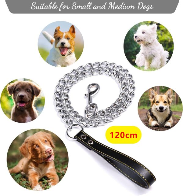 1PCS 1.2m Metal Chain Dog Lead Pet Puppy Leash Long Heavy Duty Anti-Chew Control - Image 5
