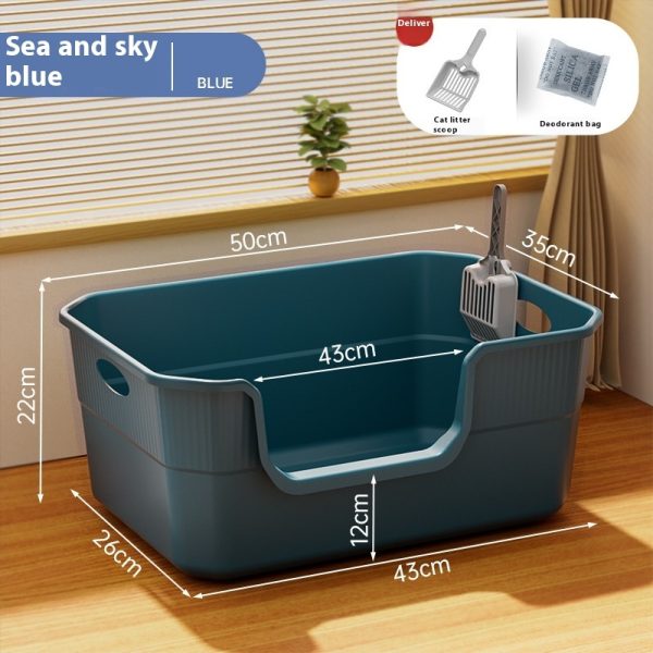 Oversized Splash-proof Cat Litter Box Oversized Open Semi-closed Cat Toilet - Image 7