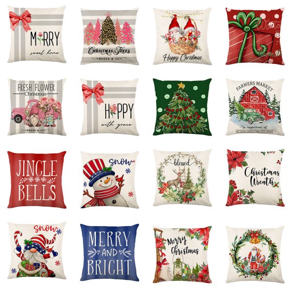 Christmas Decorations Pillow Covers Sofa Square Throw Pillow Cases Stamping Snowflake Waist Cushion Cover Home Bed Decor