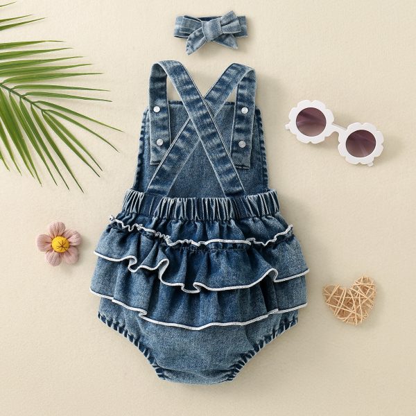 Embroidered Strap Ruffled One-piece Romper - Image 2