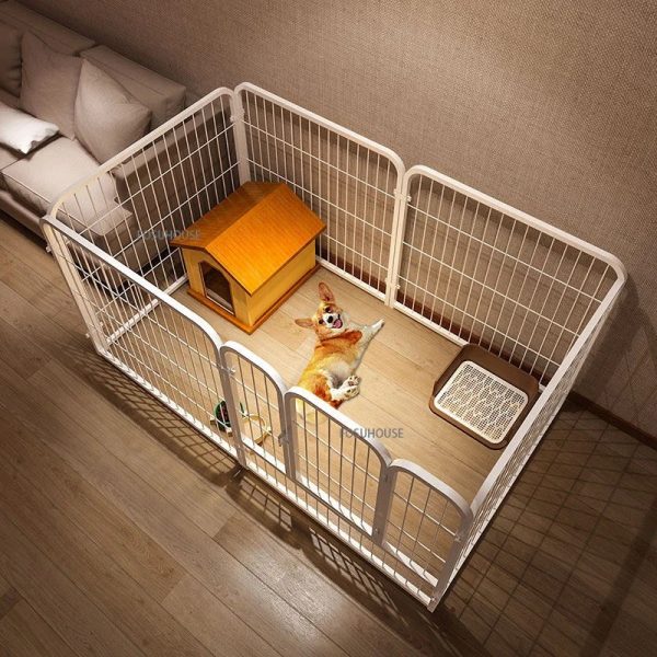 Modern Simple Wrought Iron Pet Fence Dog Cage Small And Medium Size Dog Teddy Corgi Isolation Door Indoor Guardrail Fence Kennel - Image 5