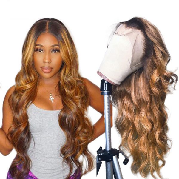 Ombre Lace Front Human Hair Wigs Remy Colorful - Image 3