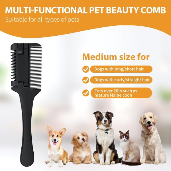 Razor Comb For Dogs Cats With Extra Blades Pet Razor Comb 2 In 1 Trimming Grooming Dog Cat Brush That Cuts Hair Hair Cutter Comb For Dog Cat Pet Hair Trimmer Grooming Comb For Dog Cat - Image 7