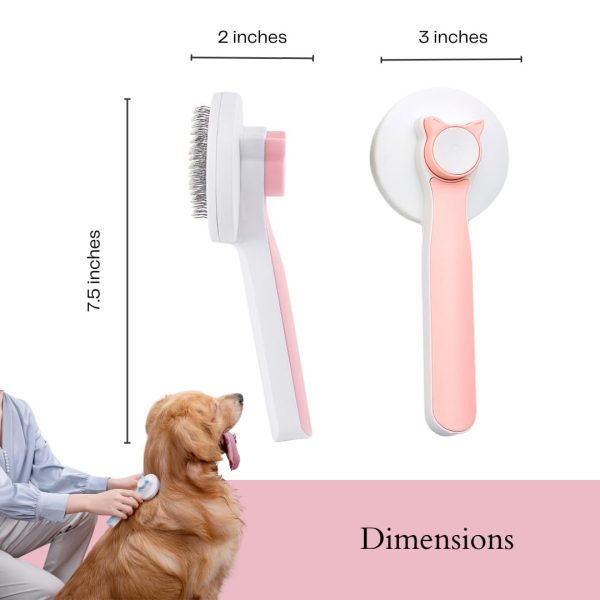 Dog Cat Grooming Brush Self Cleaning Slicker Brushes For Dogs Cats Pet Grooming Brush Tool Gently Removes Loose Undercoat Mats Tangled Hair Slicker Brush For Pet Massage-Self Cleaning - Image 5