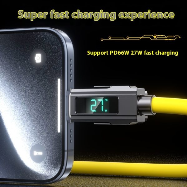 Super Fast Charge Portable PD27W100W Silicone LED Digital Display Two-drag Two Data Cable - Image 4