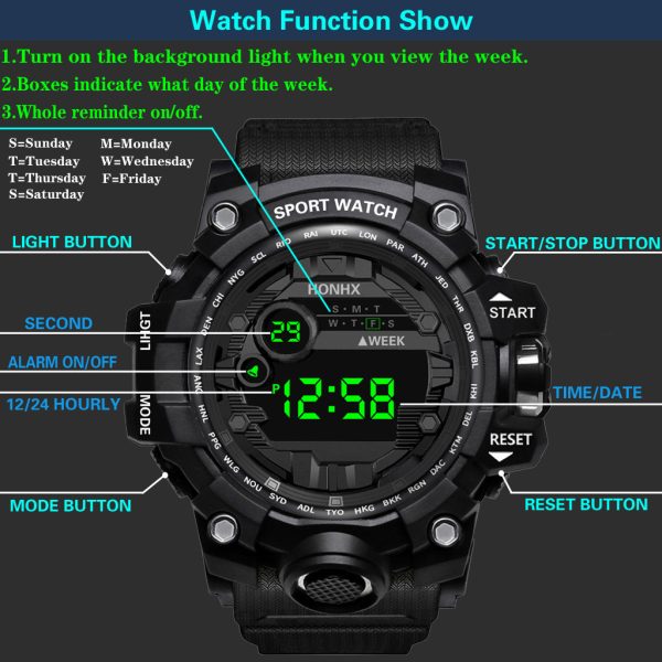 Men's Waterproof Sports Multifunctional Luminous Electronic Watch - Image 4