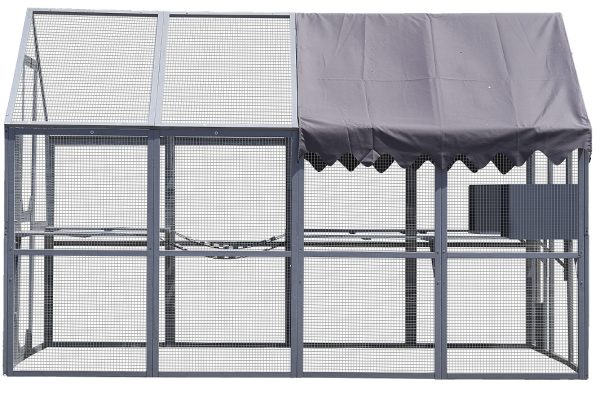 Outdoor Cat House Cat Fence, Upgraded Waterproof Cover - Gray - Image 4