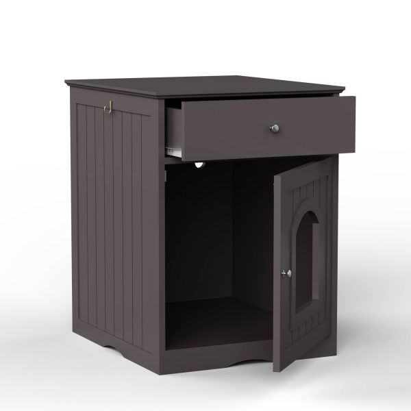 Wooden Pet House Cat Litter Box Enclosure With Drawer, Side Table Indoor Pet Crate - Image 4