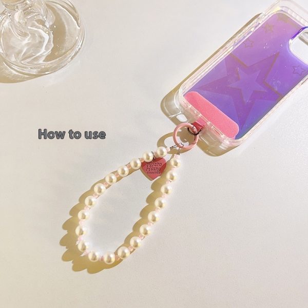 Love Hanging Pearl Crossbody Chain Wristband Wrist Strap Universal Mobile Phone Lanyard - Image 7