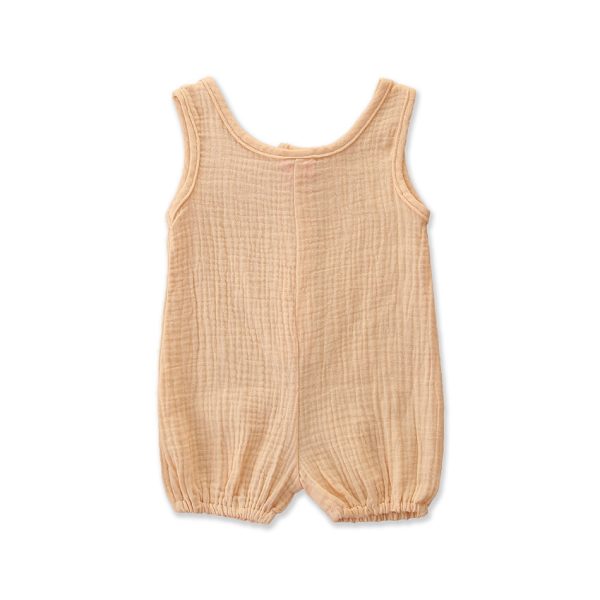 Baby Rompers Sleeveless Solid Color Cotton And Linen Rompers Baby Rompers - Image 2