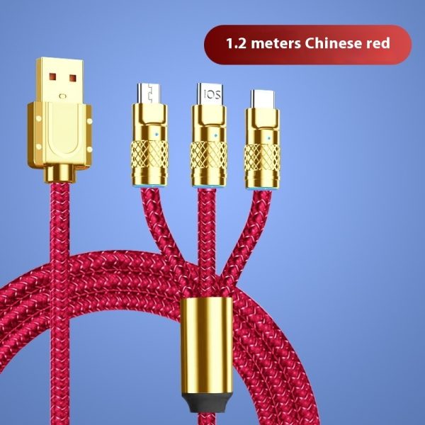 Fast Charge Woven Zinc Alloy With Light Bold Three-in-one Data Cable - Image 7