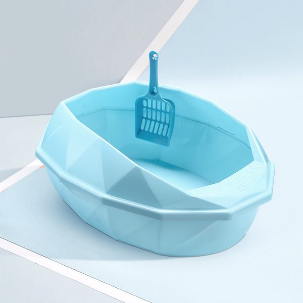 Plastic Anti-sputtering Diamond-shaped Semi-enclosed Cat Litter Box - Image 4