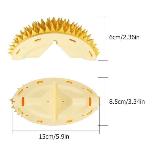 Cat Corner Scratcher Durian Shaped Corner Tickler Cat Mint Self Groomer Toy Kittens Wall Corner Massage Comb Scratcher Board For Indoor Cats - Image 2