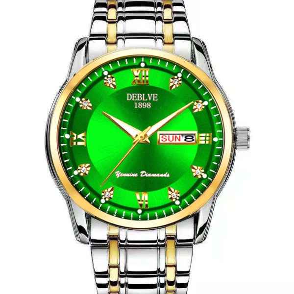 Fashion Alloy Steel Belt Waterproof Luminous Men's Dual Calendar Watch - Image 9