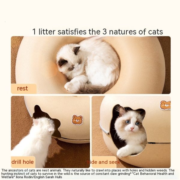 Animal-shaped Felt Zipper Cat Nest - Image 2