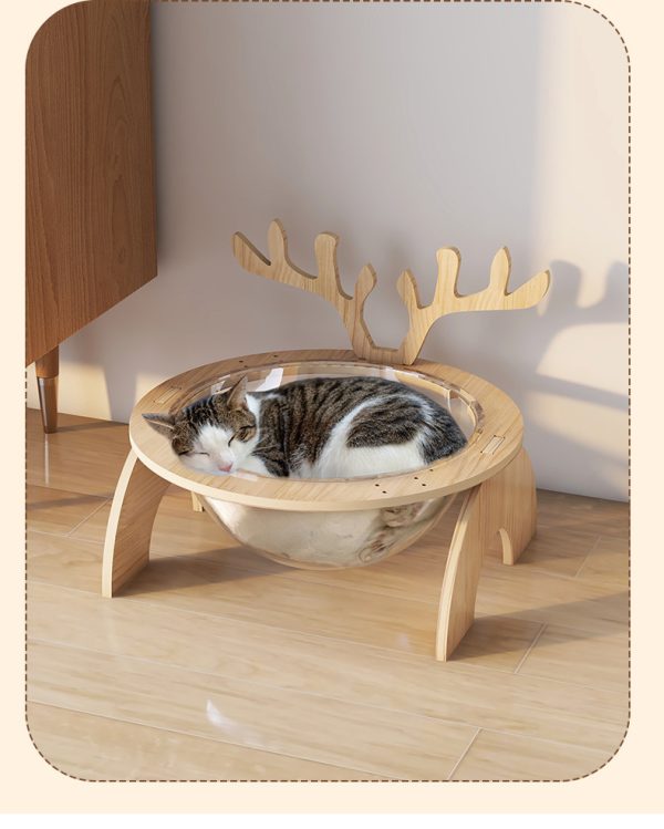 Antlers Cat Nest Four Seasons Universal Pet Supplies Chamfer Space Capsule Solid Wood Cat Bed - Image 8