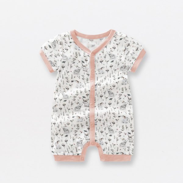 Bamboo Fiber Baby Jumpsuit Short Sleeve Thin Onesie - Image 8