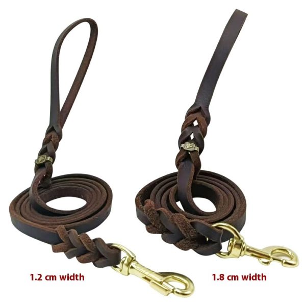 Pet Supplies German Shepherd Hand Holding Rope Cowhide Dog Leash Hand-knitted Medium And Large - Image 2