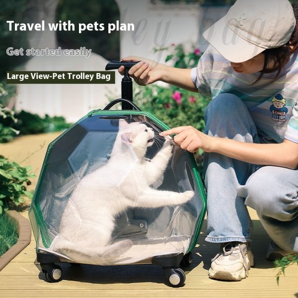 Pet Trolley Portable Cat Luggage Transparent Large Dog Suitcase Trolley Space Capsule - Image 3