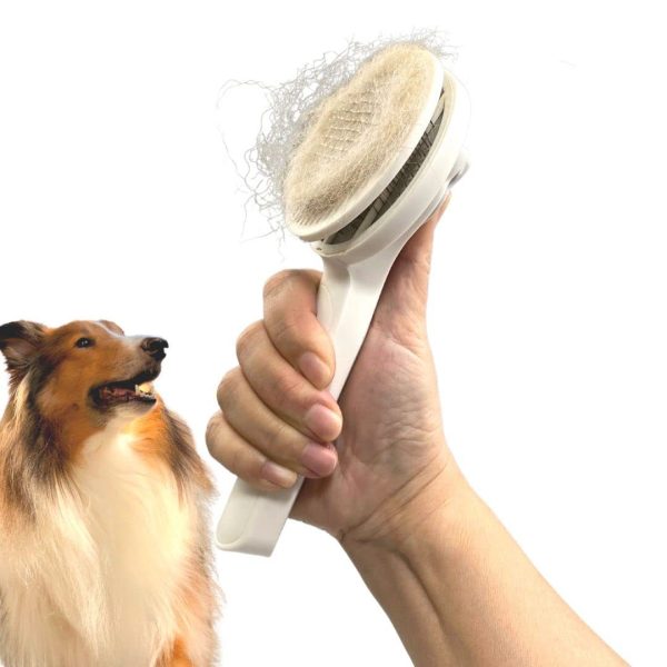 Dog Cat Grooming Brush Self Cleaning Slicker Brushes For Dogs Cats Pet Grooming Brush Tool Gently Removes Loose Undercoat Mats Tangled Hair Slicker Brush For Pet Massage-Self Cleaning - Image 4