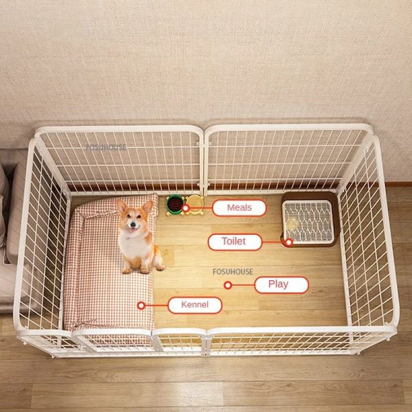 Modern Simple Wrought Iron Pet Fence Dog Cage Small And Medium Size Dog Teddy Corgi Isolation Door Indoor Guardrail Fence Kennel - Image 3