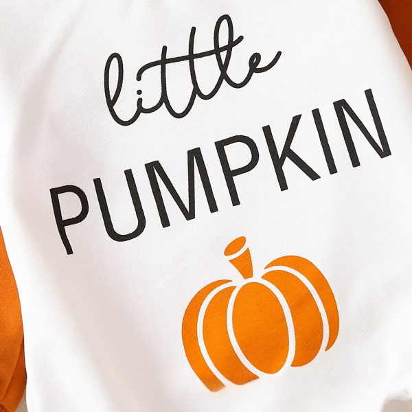 Infant Halloween Pumpkin Letter Color Matching Long-sleeved Triangle Romper - Image 4